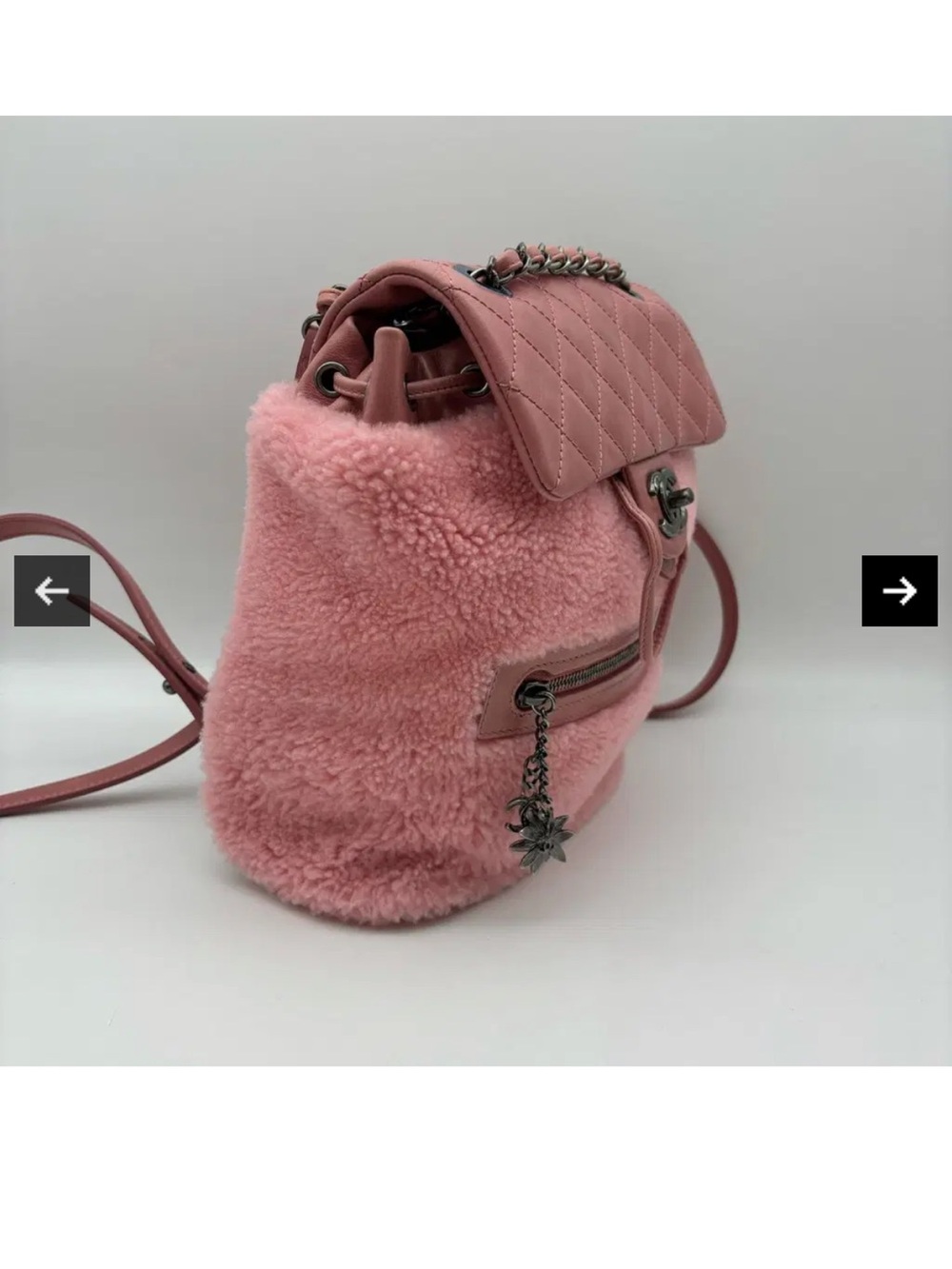 CHANEL Pink Quilted Leather & Sherpa Backpack with CC Turn-Lock - Picture 5 of 7